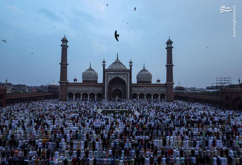 اقامه نماز عید قربان در یک مسجد جامع در دهلی _ هند