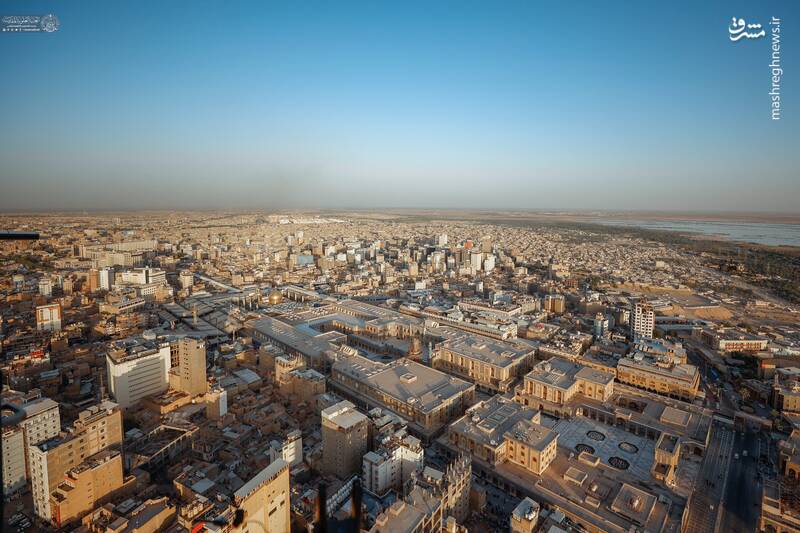 عکس/ گلباران هوایی حرم امیرالمومنین(ع) یک روز بعد از غدیر