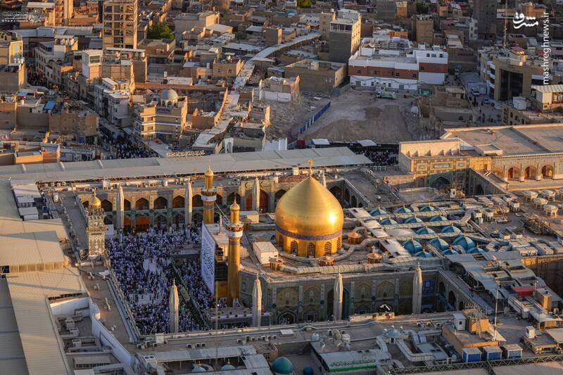 عکس/ گلباران هوایی حرم امیرالمومنین(ع) یک روز بعد از غدیر
