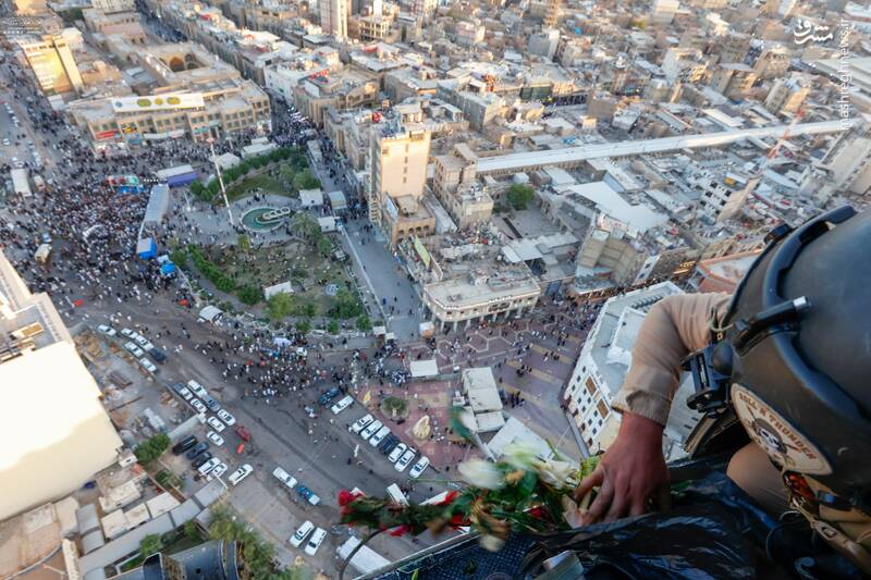 عکس/ گلباران هوایی حرم امیرالمومنین(ع) یک روز بعد از غدیر