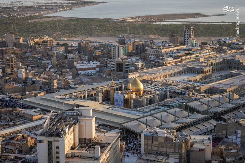 عکس/ گلباران هوایی حرم امیرالمومنین(ع) یک روز بعد از غدیر