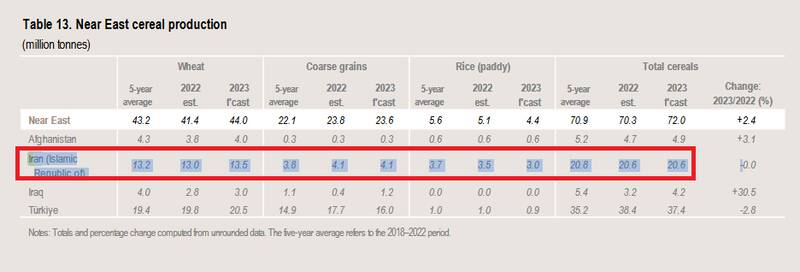 فائو: ایران جایگاه هشتم دنیا را در ذخایر غلات دارد