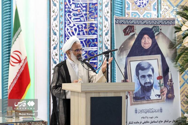 سخنرانی حجت الاسلام عبدالله حاجی صادقی نماینده ولی فقیه در سپاه در مراسم بزرگداشت مادر شهید اسماعیل دقایقی