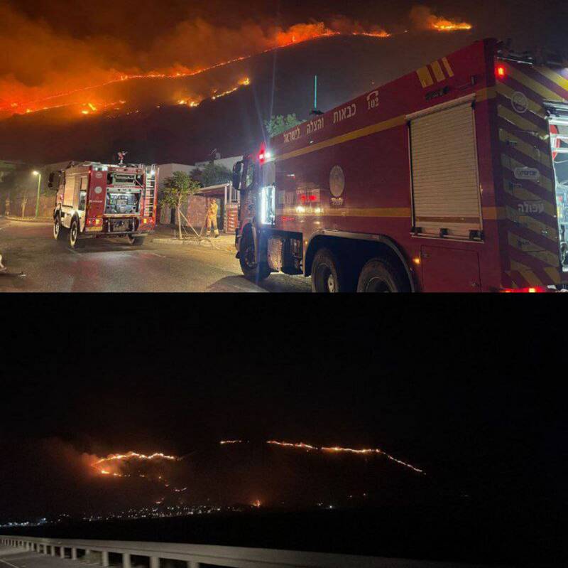 آتشسوزی مهیب در اطراف شهرک اسرائیلی «جلبوع» +فیلم