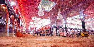 حرم امام حسین (ع) برای حضور دسته عزاداری طویریج آماده شد + عکس و فیلم