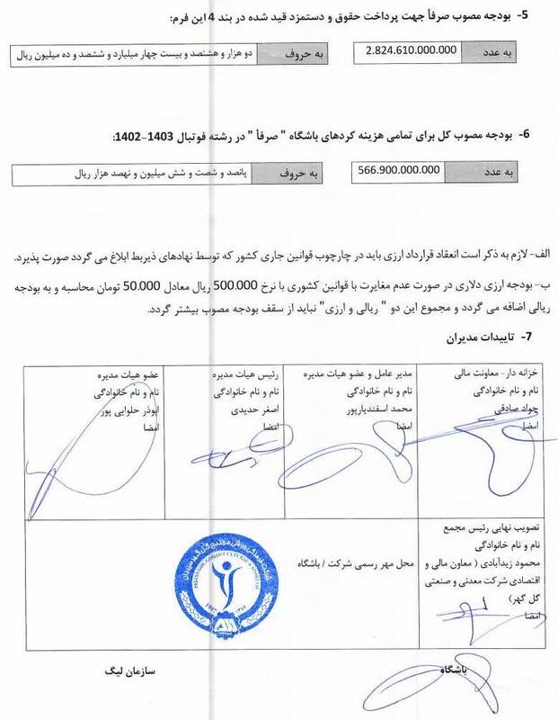 بودجه این فصل گلگهر سیرجان اعلام شد