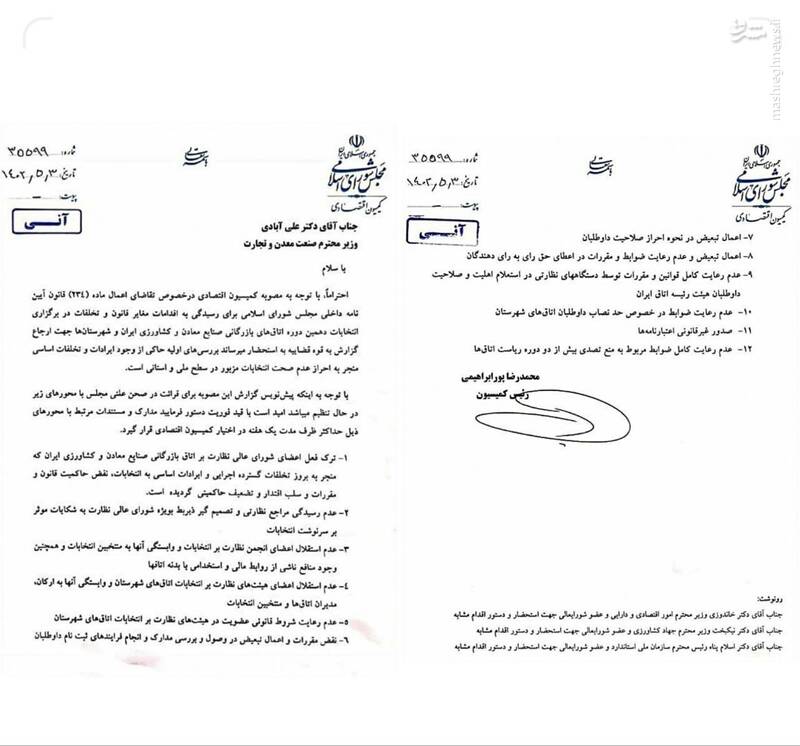 کمیسیون اقتصادی مجلس: تخلفات در انتخابات اتاق بازرگانی احراز شد
