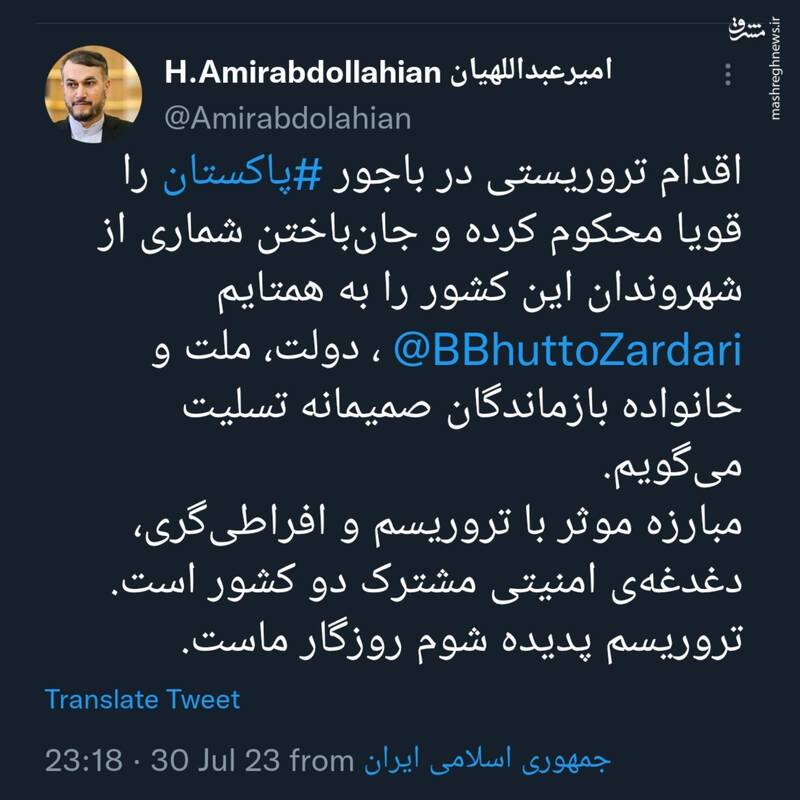 امیرعبداللهیان: تروریسم پدیده شوم روزگار ماست