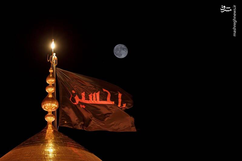 نمایی متفاوت از گنبد حرم مطهر امام حسین (ع)