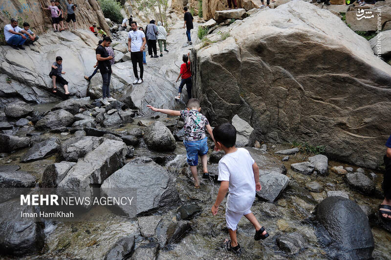 عکس/ فرار از گرما به آبشار گنجنامه همدان