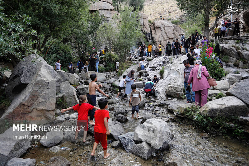 عکس/ فرار از گرما به آبشار گنجنامه همدان