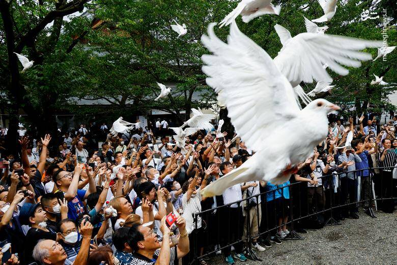 رهاسازی کبوترها در هفتاد و هشتمین سالگرد تسلیم شدن ژاپن در جنگ جهانی دوم در توکیو _  ژاپن