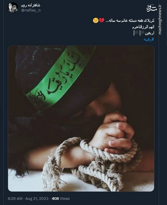 ابراز ارادت مجازی کاربران توئیتر به حضرت رقیه(س)