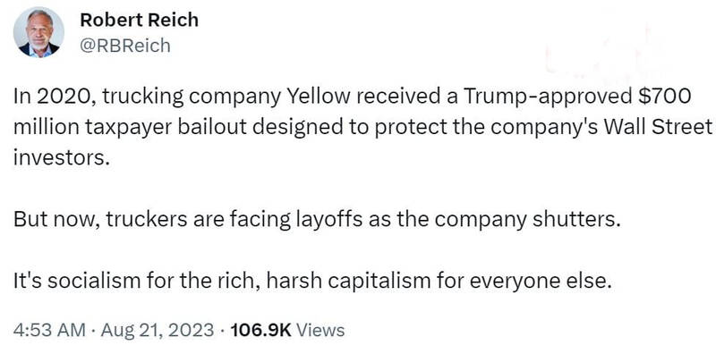 نمونهای از سوسیالیسم برای ثروتمندان و سرمایهداری خشن برای دیگران!
