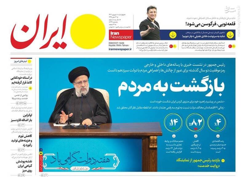 عکس / صفحه نخست روزنامههای چهارشنبه 8 شهریور 7