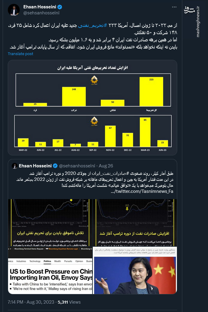 بایدن نمیتواند مانع فروش نفت ایران شود!