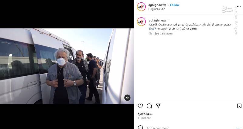 حضور هنرمندان پیشکسوت در راه نجف به کربلا + فیلم