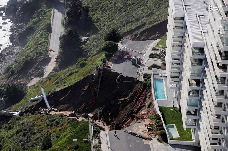 تصویری هوایی از رانش وحشتناک زمین بر اثر وقوع سیل در کانکون _ شیلی تصویری هوایی از رانش وحشتناک زمین بر اثر وقوع سیل در کانکون _ شیلی