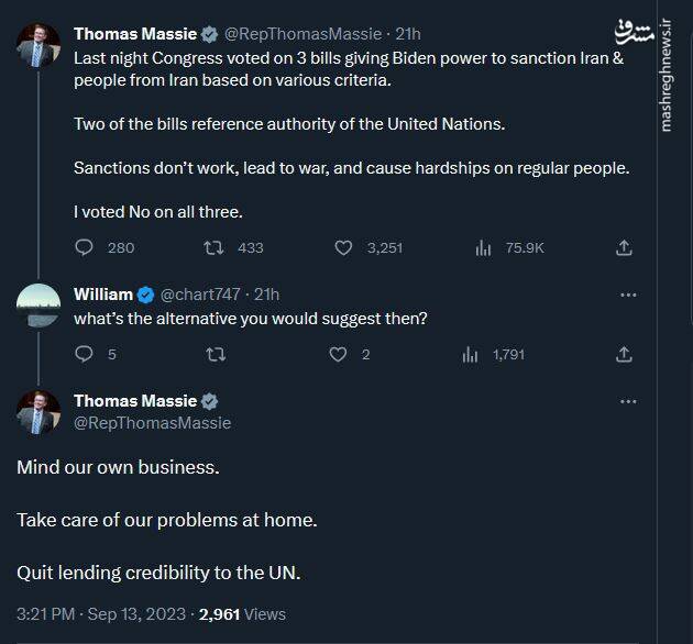 چرا نماینده لیبرتارین به تحریمها علیه ایران رای نداد؟