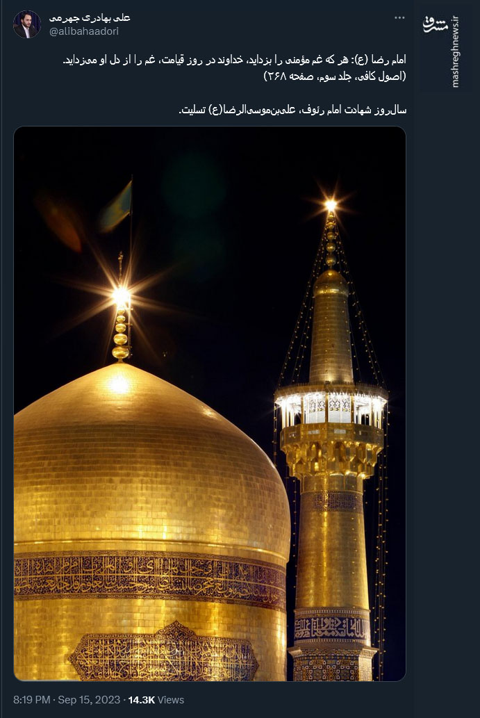 پیام کاربران توئیتری در سالروز شهادت امام رئوف (ع)