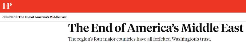 فارین پالیسی: تنفر خاورمیانه از ایالات متحده به خاطر حمایت آمریکا از اشغالگری اسرائیل است