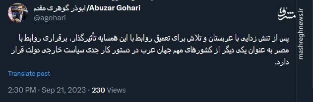 برقراری روابط با مصر؛ دستور کار جدی سیاست خارجی دولت 