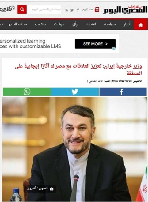 دیدار وزای خارجه ایران و مصر در قاب رسانههای عربی