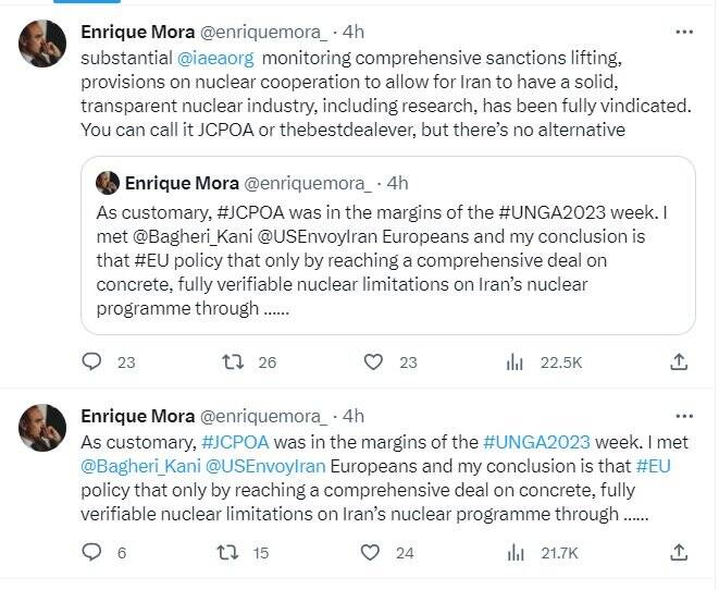 انریکه مورا: هیچ جایگزینی برای برجام وجود ندارد