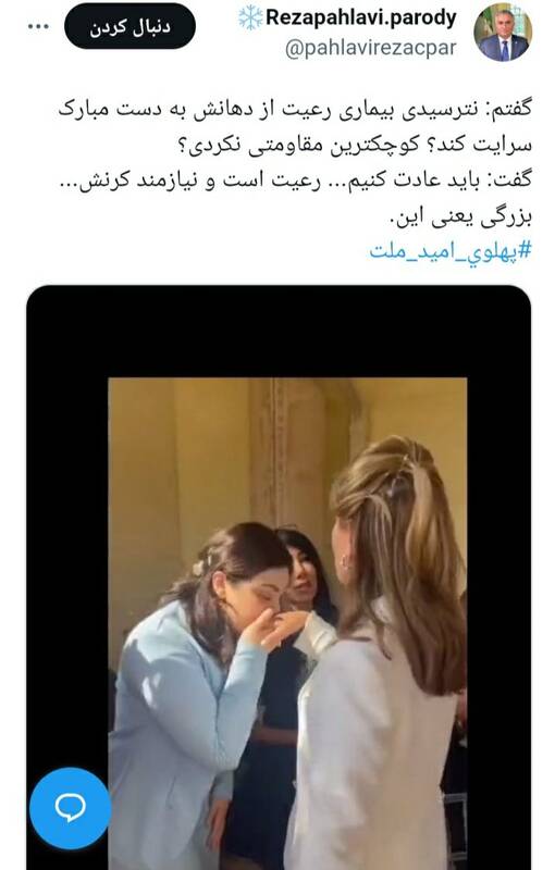 جنجال بوسیدن دست یاسمین پهلوی+