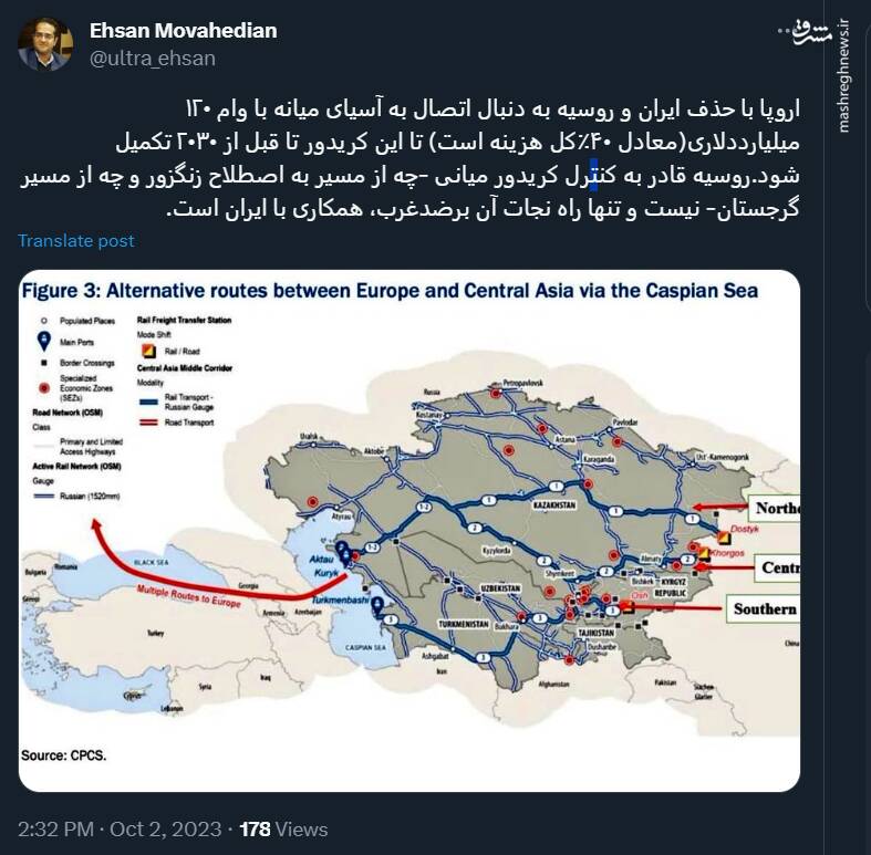 اروپا به دنبال اتصال به آسیای میانه است!