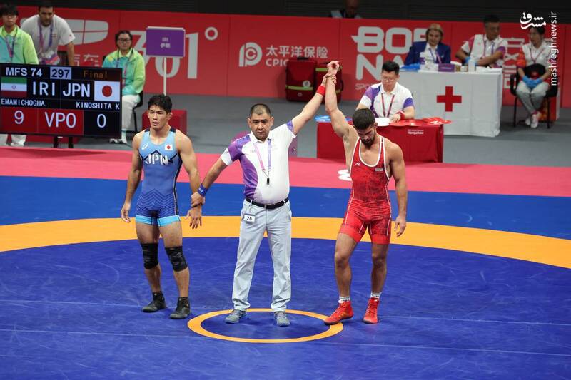 عکس / ضرب اولین طلای کشتی آزاد در هانگژو 11