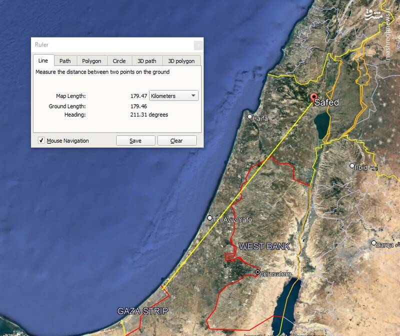 ระยะทางระหว่างเมืองซาฟาดกับบริเวณแรกของฉนวนกาซา (ประมาณ 180 กม.) ระยะทางระหว่างเมืองซาฟาดกับบริเวณแรกของฉนวนกาซา (ประมาณ 180 กม.)