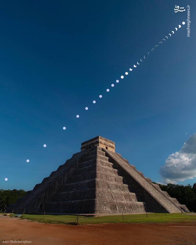 تصویری تماشایی از مراحل کسوف بر فراز یکی از عجایب هفت گانهی جهان