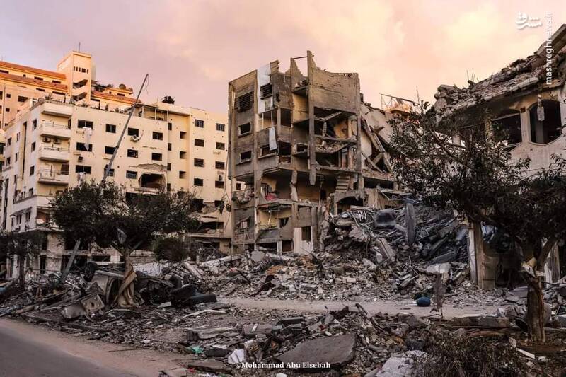 عکس/ محله "تل الهوی" بعد از بمباران وحشیانه رژیم صهیونیستی