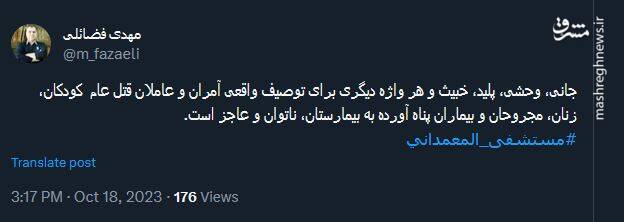 واژه ها هم در مقابل جنایت رژیم صهیونیستی عاجزند