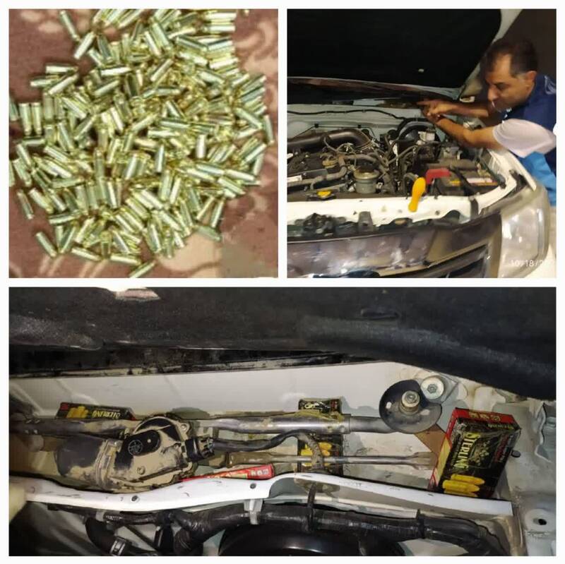 کشف ۱۱۰۰ فشنگ از یک خودرو کاپوتاژ شده قبل از ورور به کشور در مرز پرویزخان