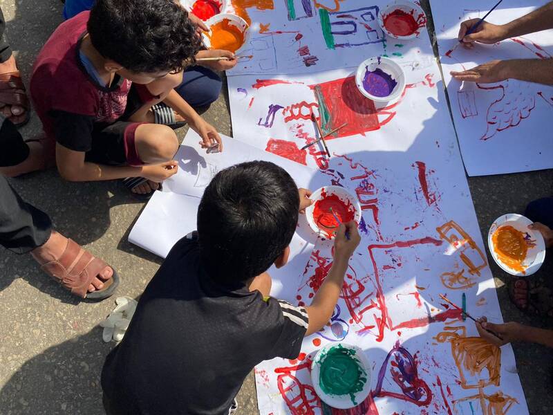 مشق میهن‌پرستی کودکان غزه در قاب تصویر