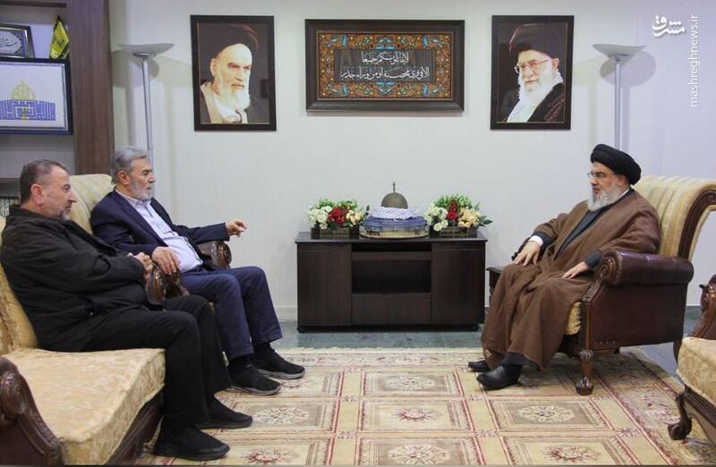 رهبران حماس و جهاد اسلامی با سید حسن نصرالله دیدار کردند