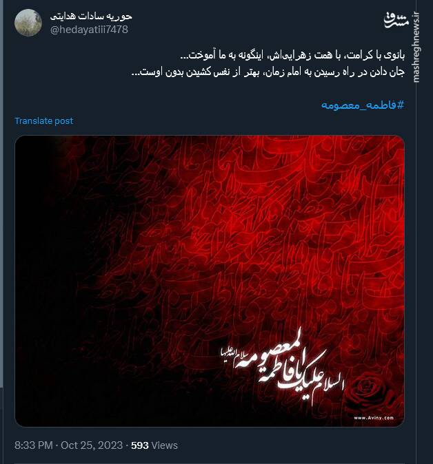 عرض ارادت توئیتری کاربران به کریمه اهل بیت 10