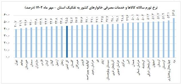 تورم سالانه خانوارها به ٤٥,٥ درصد رسید