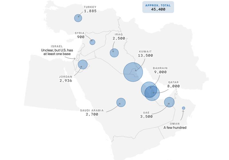 آرایش جنگی ارتش آمریکا مقابل محور مقاومت + عکس و نقشه
