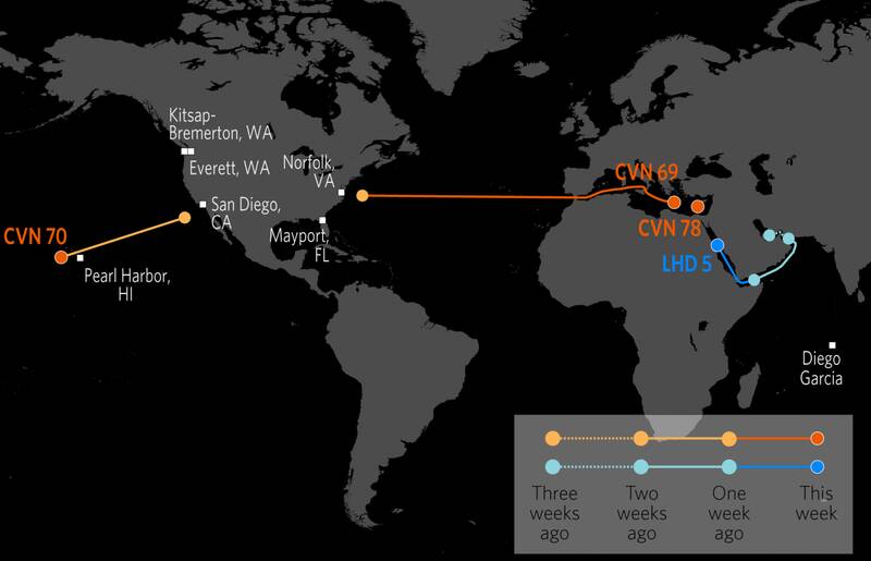 آرایش جنگی ارتش آمریکا مقابل محور مقاومت + عکس و نقشه