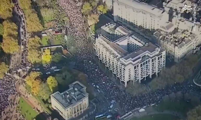 فیلم/ راهپیمایی باشکوه لندنیها در حمایت از غزه و فلسطین - مشرق نیوز