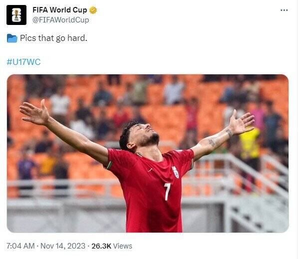 ستاره تیم فوتبال نوجوانان روی سایت فیفا