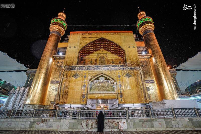 تصاویری زیبا از باران رحمت الهی در حرم مطهر أمیر المؤمنین