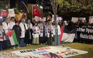 تجمع همبستگی با غزه مقابل سفارت آمریکا در آنکارا