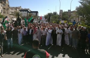 عکس/ تظاهرات اردنی‌ها در شهر عقبه در حمایت از غزه
