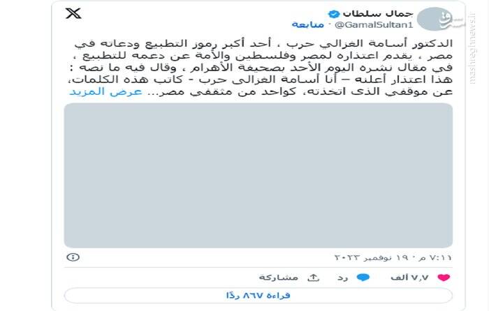 سیاستمدار مصری از فلسطینیان عذرخواهی کرد+ عکس