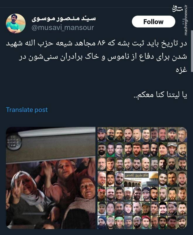 ۸۶ مجاهد شیعه در دفاع از ناموس و خاک غزه شهید شدند