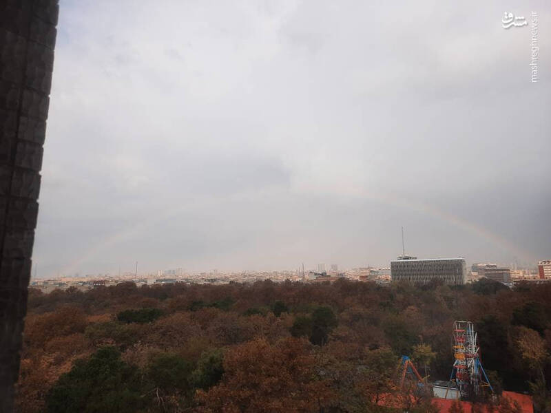 تصاویری از نقش بستن رنگین کمان در آسمان تهران